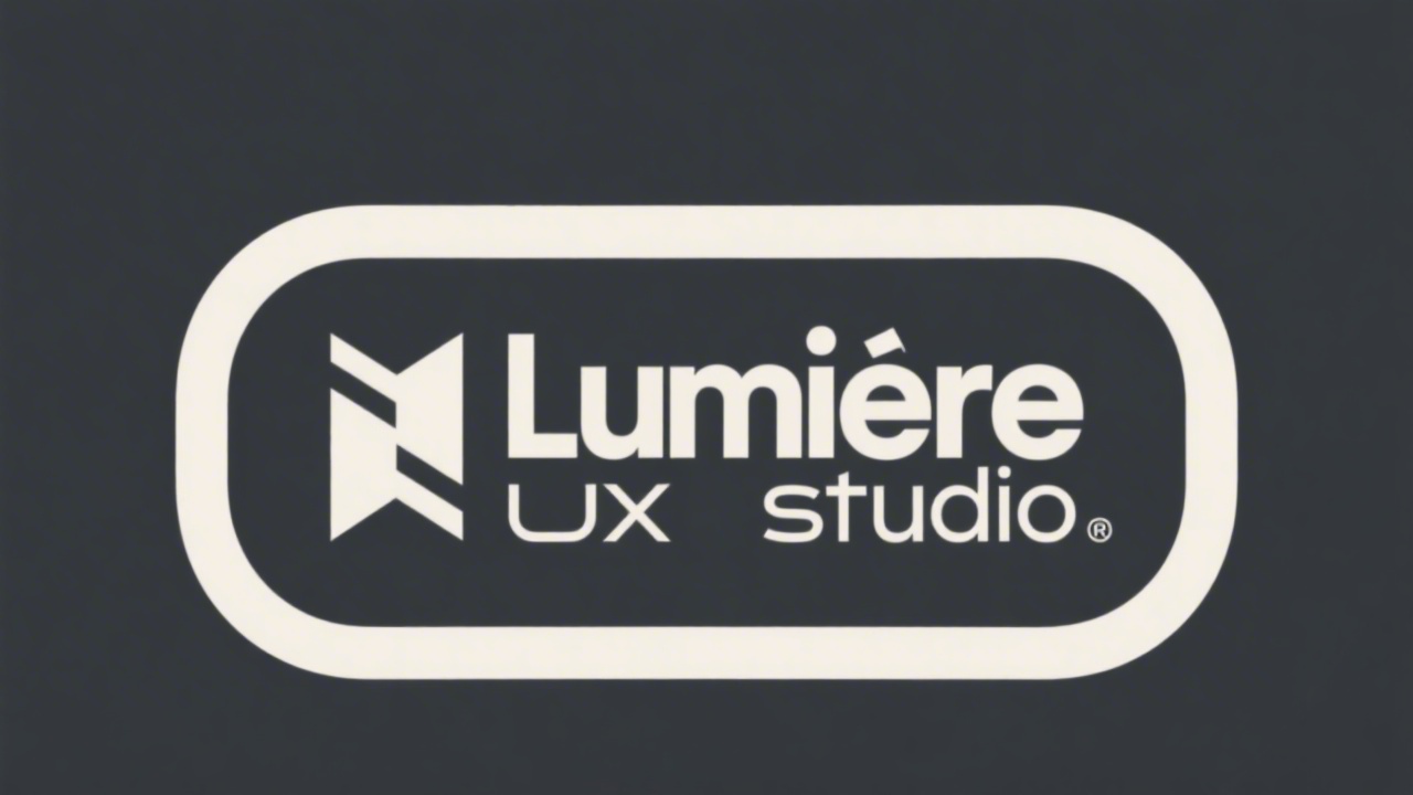 Simple geometric logotype of Lumière UX Studio featuring clean typography encapsulated in a subtle rounded rectangle